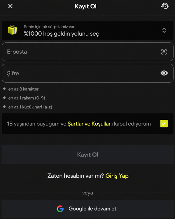 Hızlı kayıt için adım adım talimatlar
